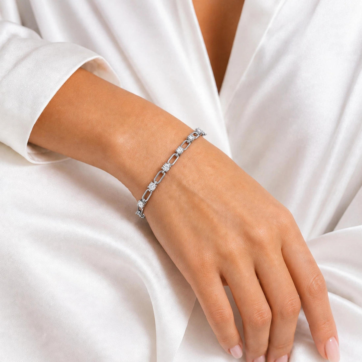 Diamonair Link Bracelet Set - Lab Grown Diamond Sterling Silver Link Bracelet