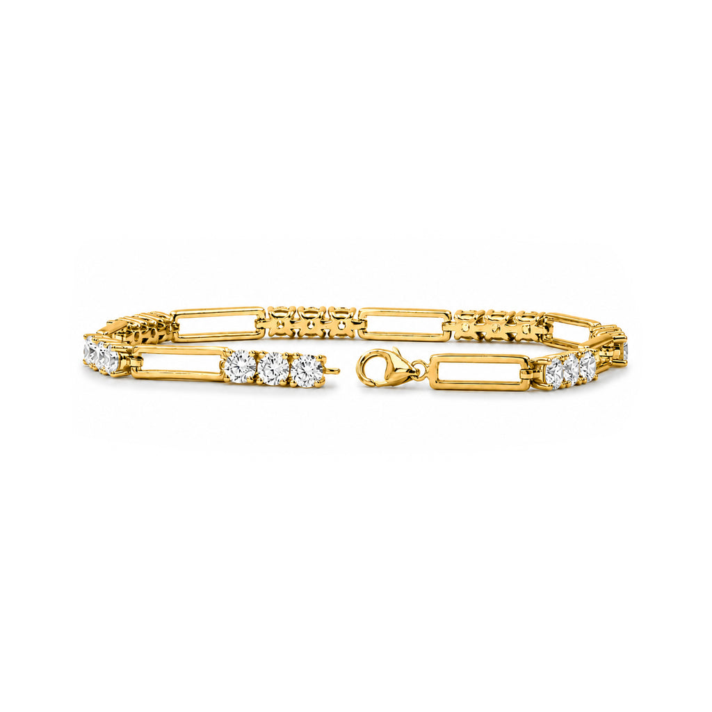 Diamonair Lab Grown Diamond (F/VS+) 5.00 carat Round cut Sterling Silver Link Bracelet - Sterling Silver