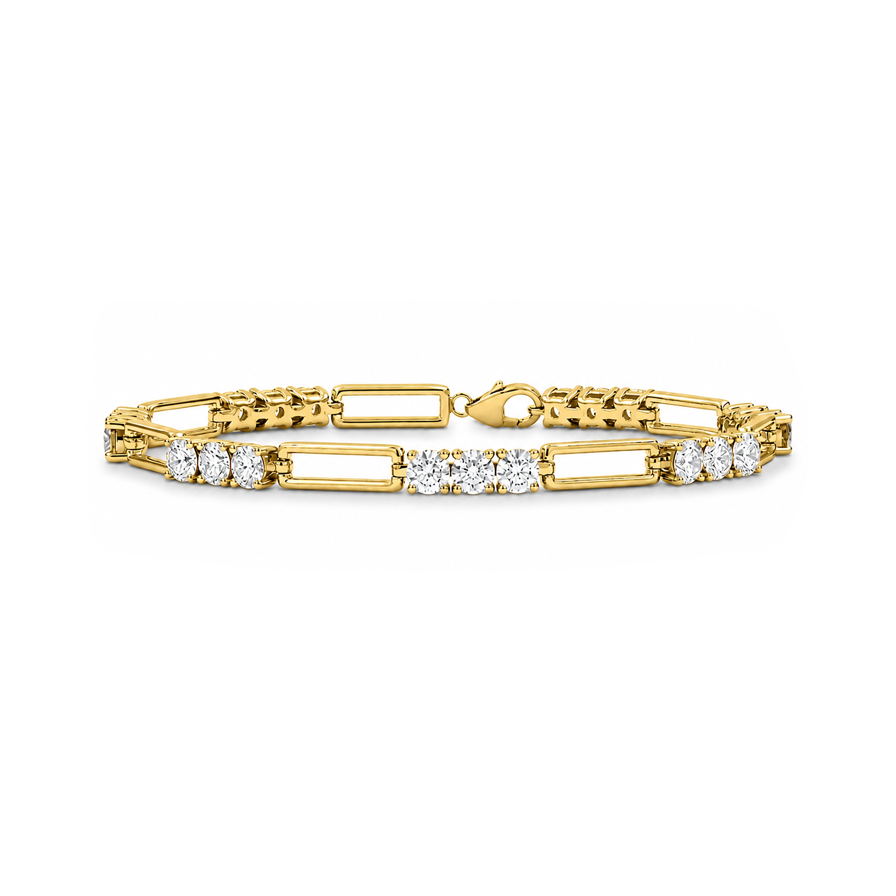 Diamonair Lab Grown Diamond (F/VS+) 5.00 carat Round cut Sterling Silver Link Bracelet - Sterling Silver