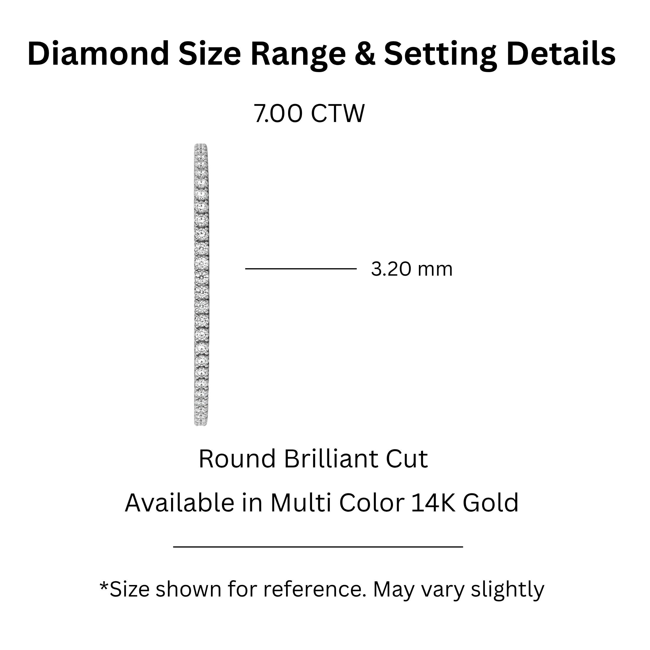 2.00 - 12.00 Carat Carat T.W. Round-cut Lab Grown Diamond (F/VS+) 14K Gold Bracelet - Assorted Colors & Carat