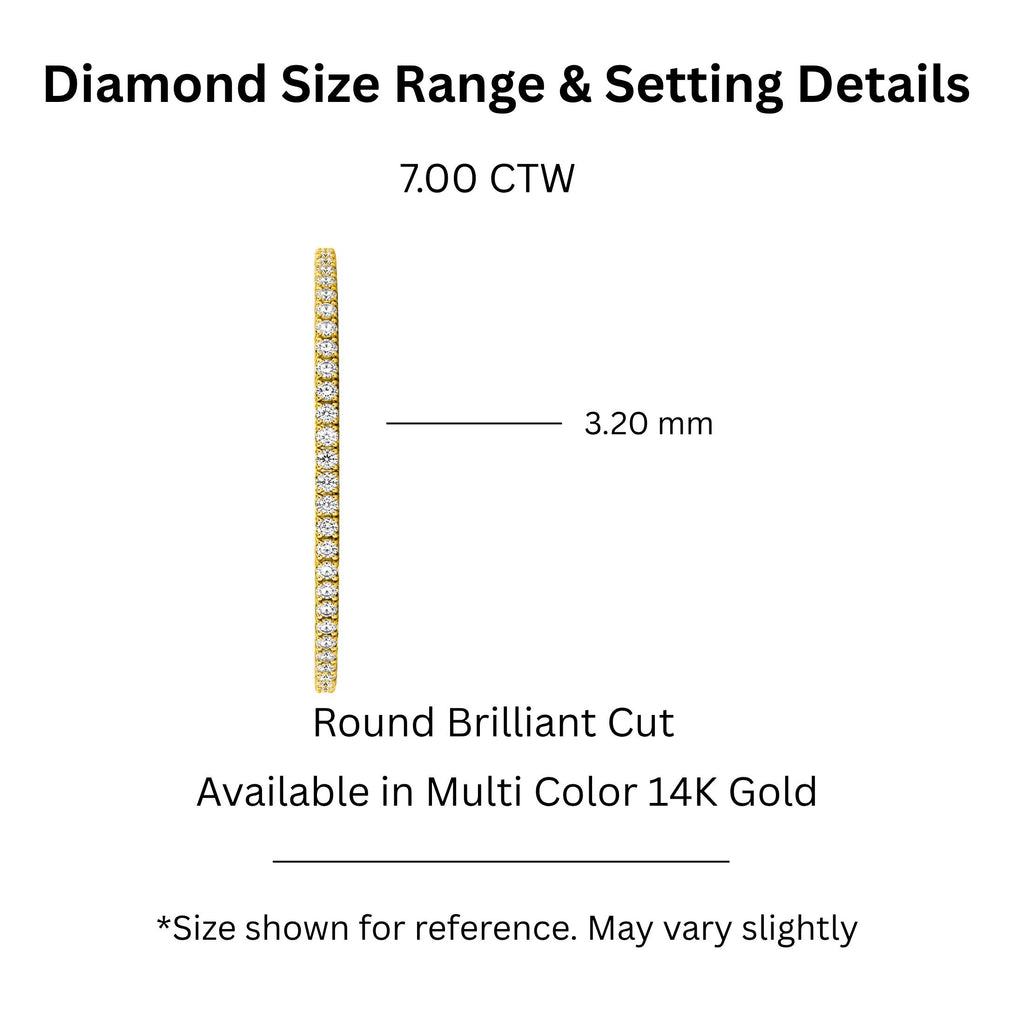 2.00 - 12.00 Carat Carat T.W. Round-cut Lab Grown Diamond (F/VS+) 14K Gold Bracelet - Assorted Colors & Carat