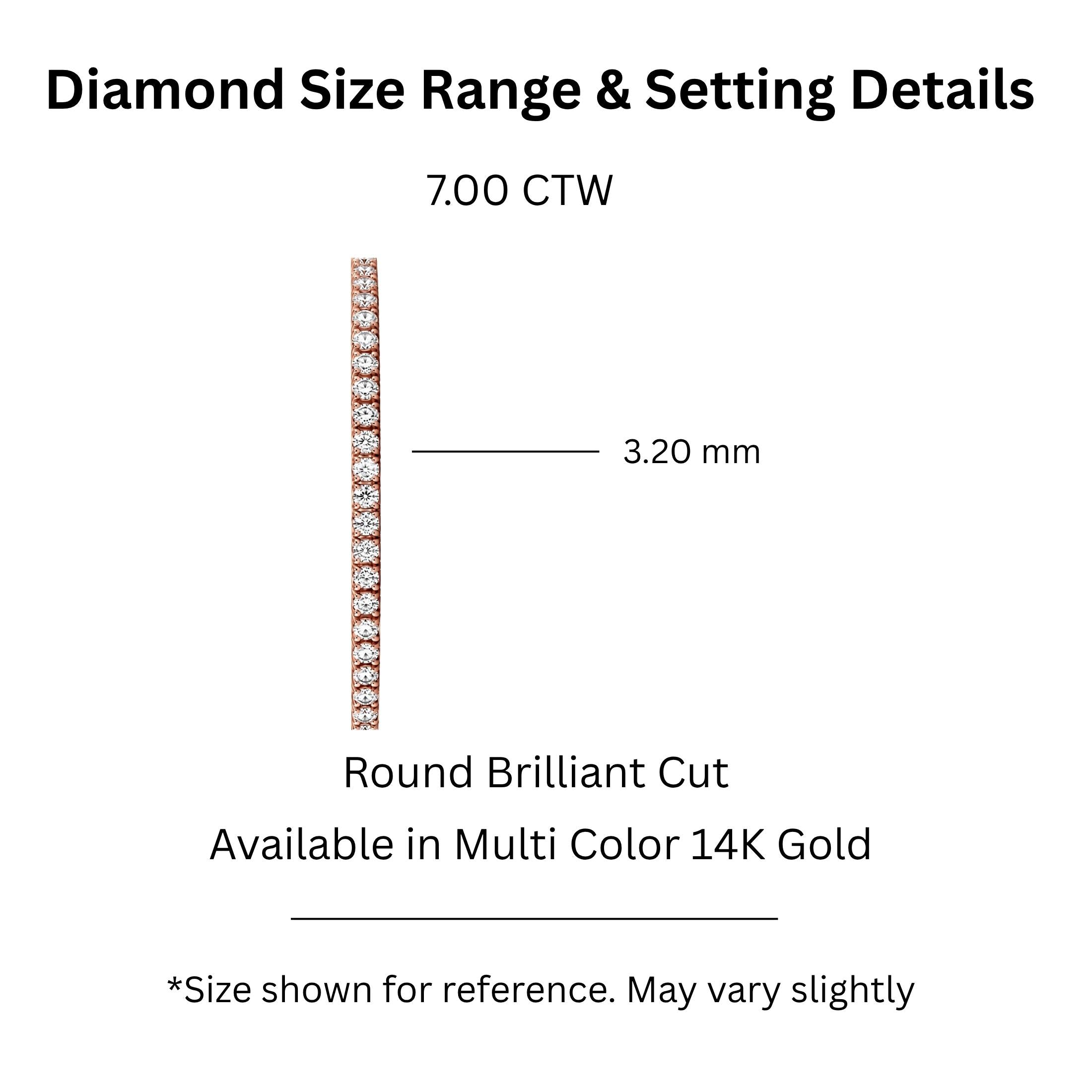 2.00 - 12.00 Carat Carat T.W. Round-cut Lab Grown Diamond (F/VS+) 14K Gold Bracelet - Assorted Colors & Carat