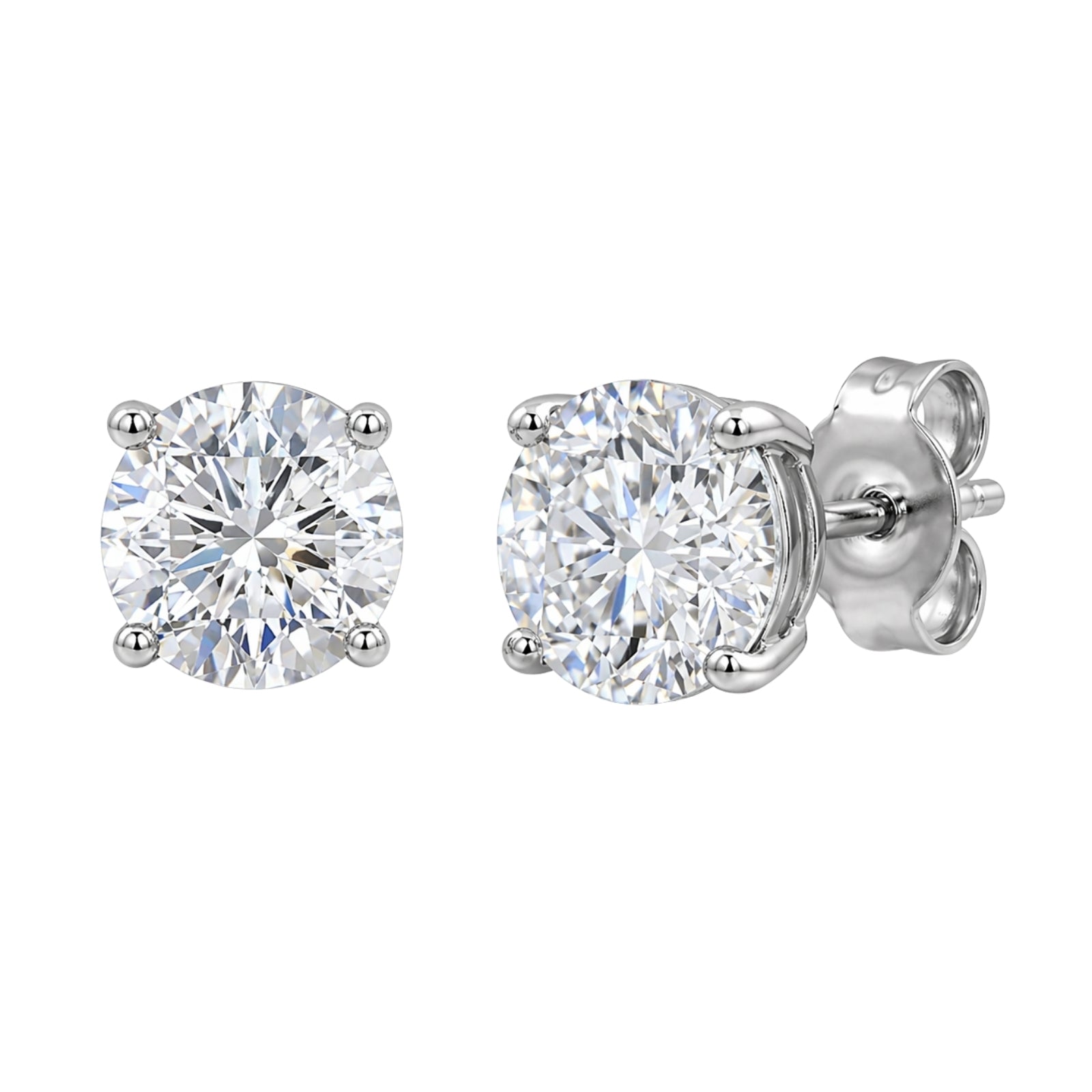 0.25 - 2.00 Carat T.W. Round-cut Lab Grown Diamond (F/VS+) Stud Earrings with Double Notch Post & Pushback