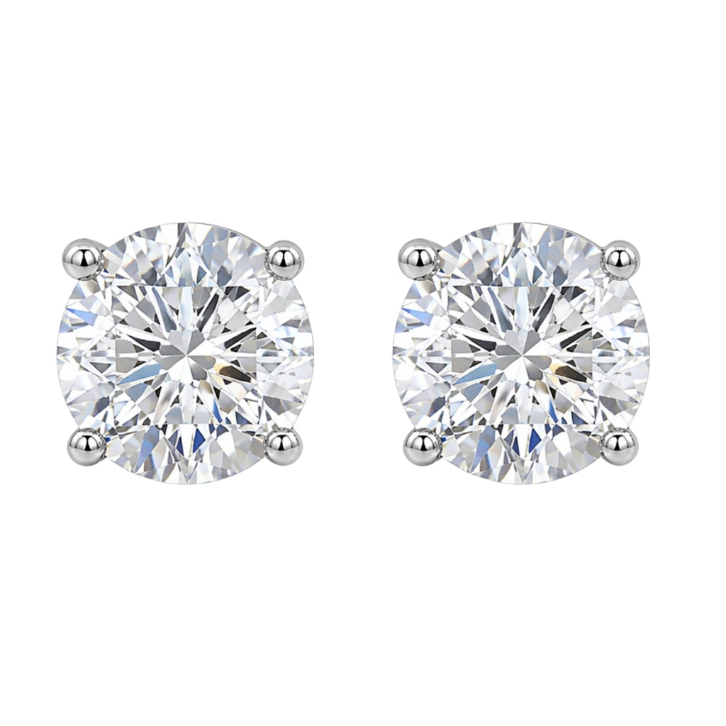 0.25 - 2.00 Carat T.W. Round-cut Lab Grown Diamond (F/VS+) Stud Earrings with Double Notch Post & Pushback