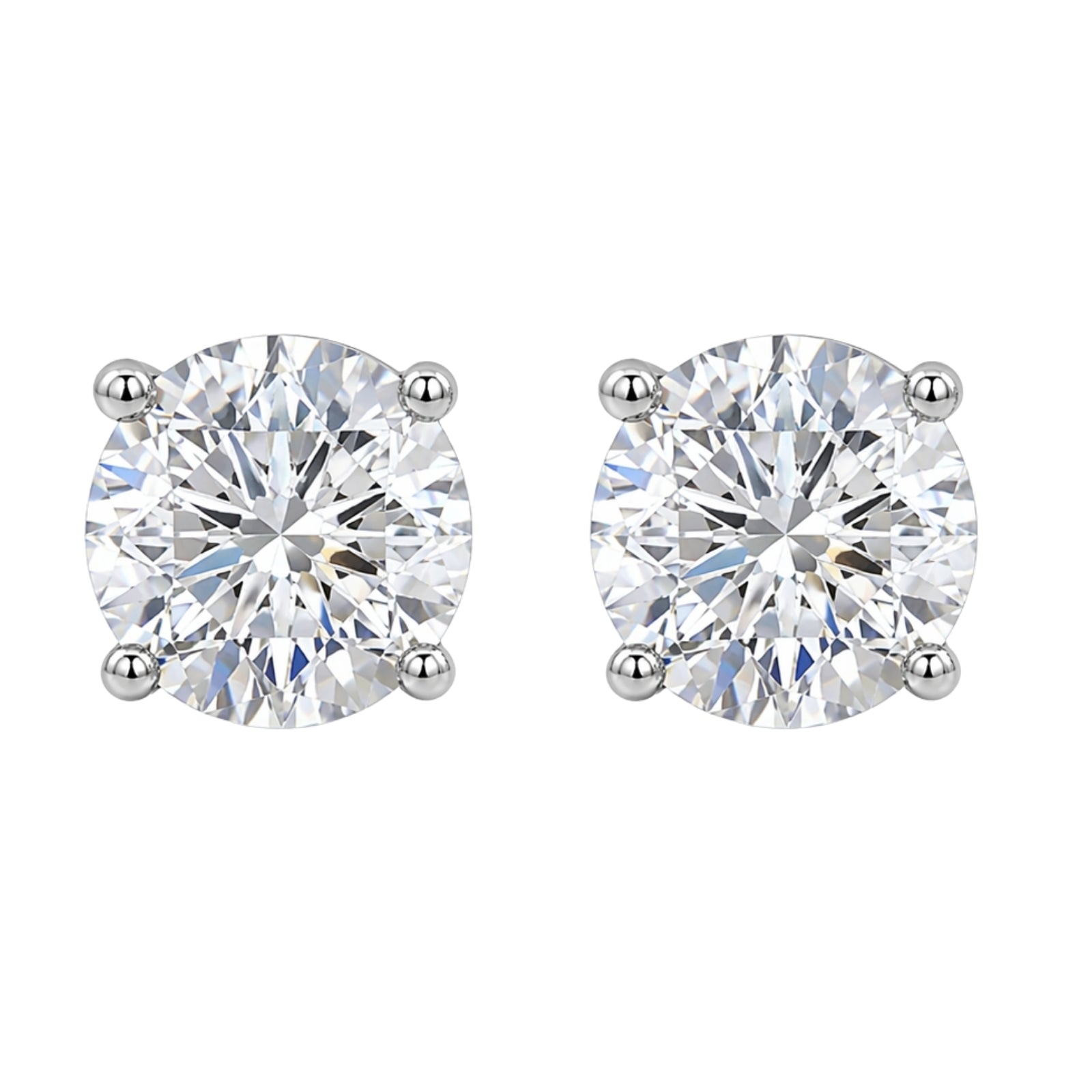 0.25 - 2.00 Carat T.W. Round-cut Lab Grown Diamond (F/VS+) Stud Earrings with Double Notch Post & Pushback