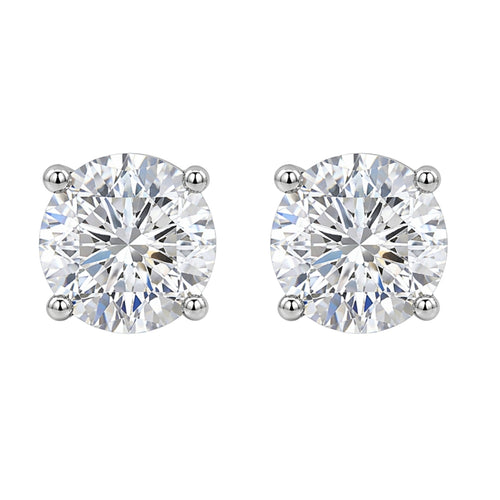 0.25 - 2.00 Carat T.W. Round-cut Lab Grown Diamond (F/VS+) Stud Earrings with Double Notch Post & Pushback