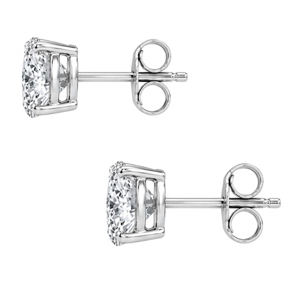 0.25 - 2.00 Carat T.W. Round-cut Lab Grown Diamond (F/VS+) Stud Earrings with Double Notch Post & Pushback