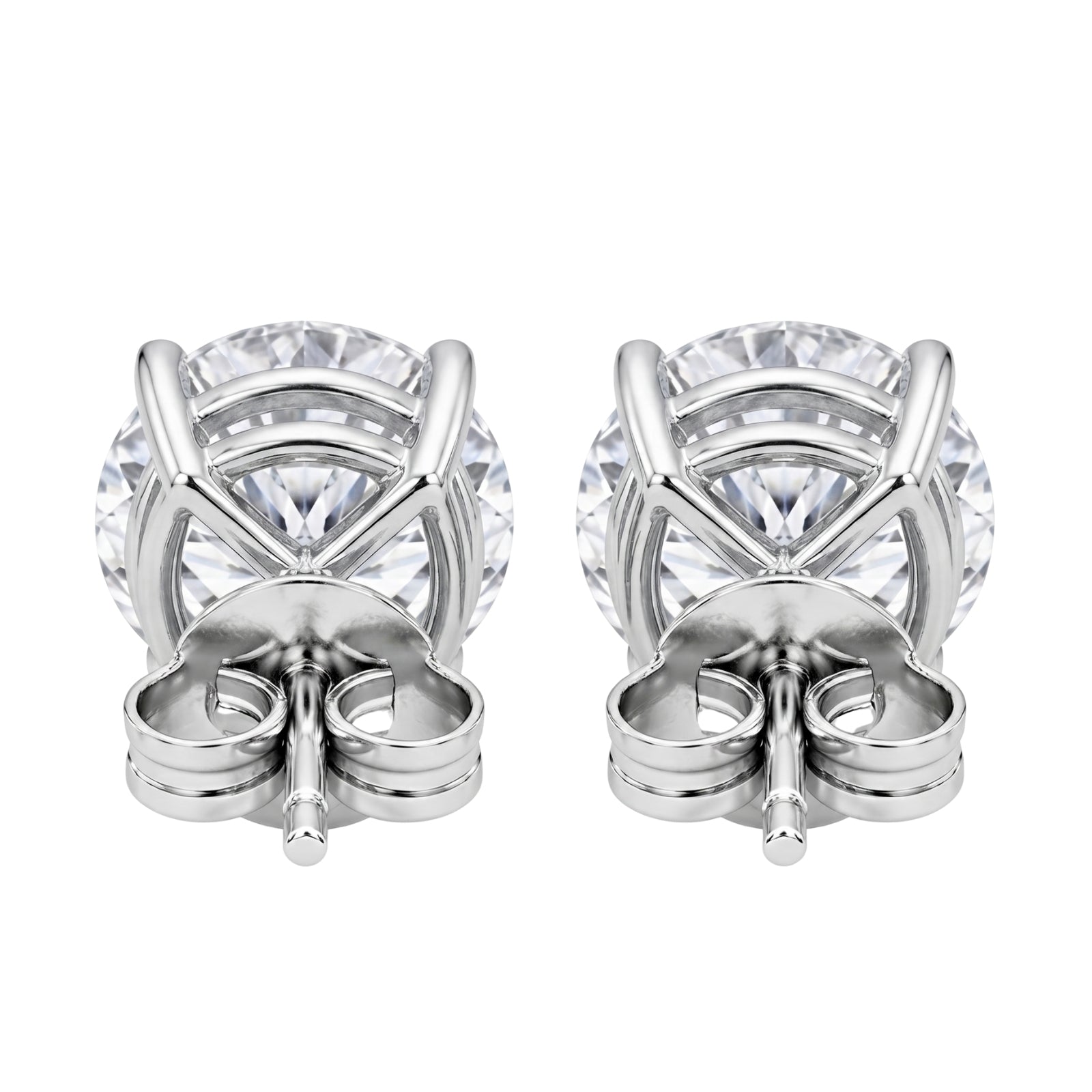 0.25 - 2.00 Carat T.W. Round-cut Lab Grown Diamond (F/VS+) Stud Earrings with Double Notch Post & Pushback