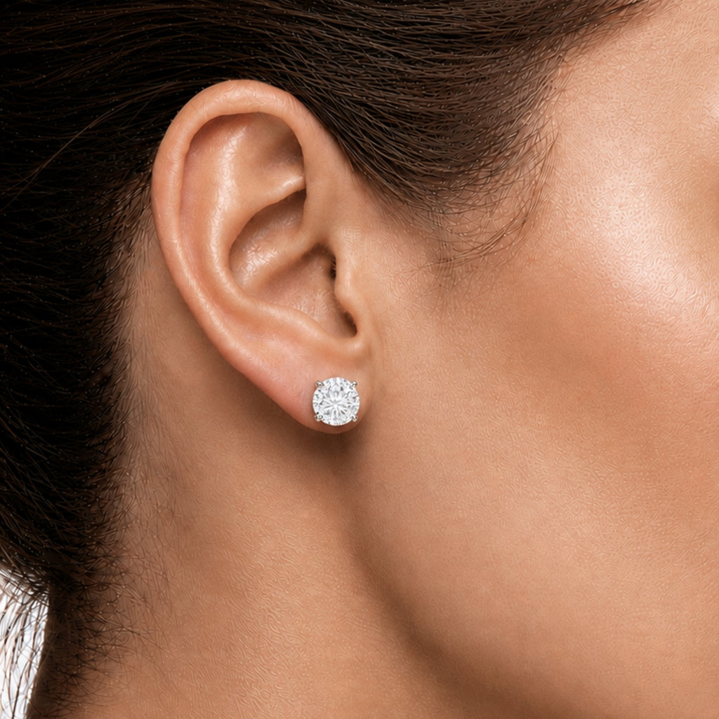 0.25 - 2.00 Carat T.W. Round-cut Lab Grown Diamond (F/VS+) Stud Earrings with Double Notch Post & Pushback