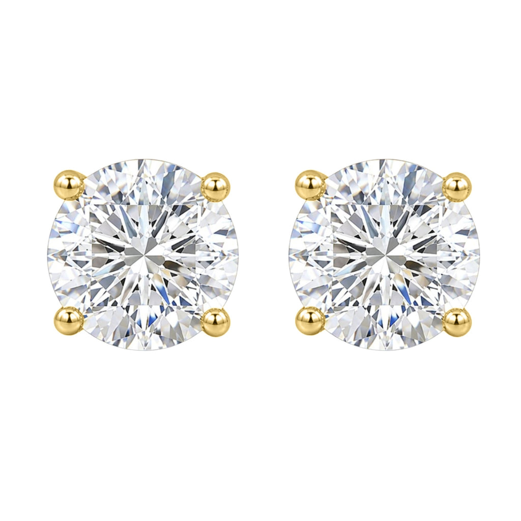 0.25 - 2.00 Carat T.W. Round-cut Lab Grown Diamond (F/VS+) Stud Earrings with Double Notch Post & Pushback