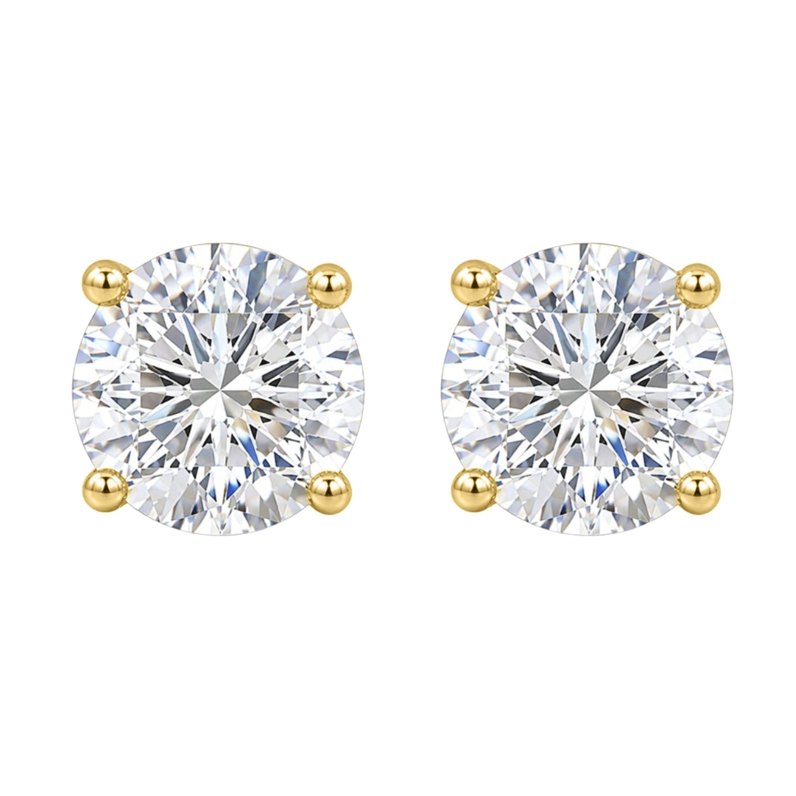 0.25 - 2.00 Carat T.W. Round-cut Lab Grown Diamond (F/VS+) Stud Earrings with Double Notch Post & Pushback