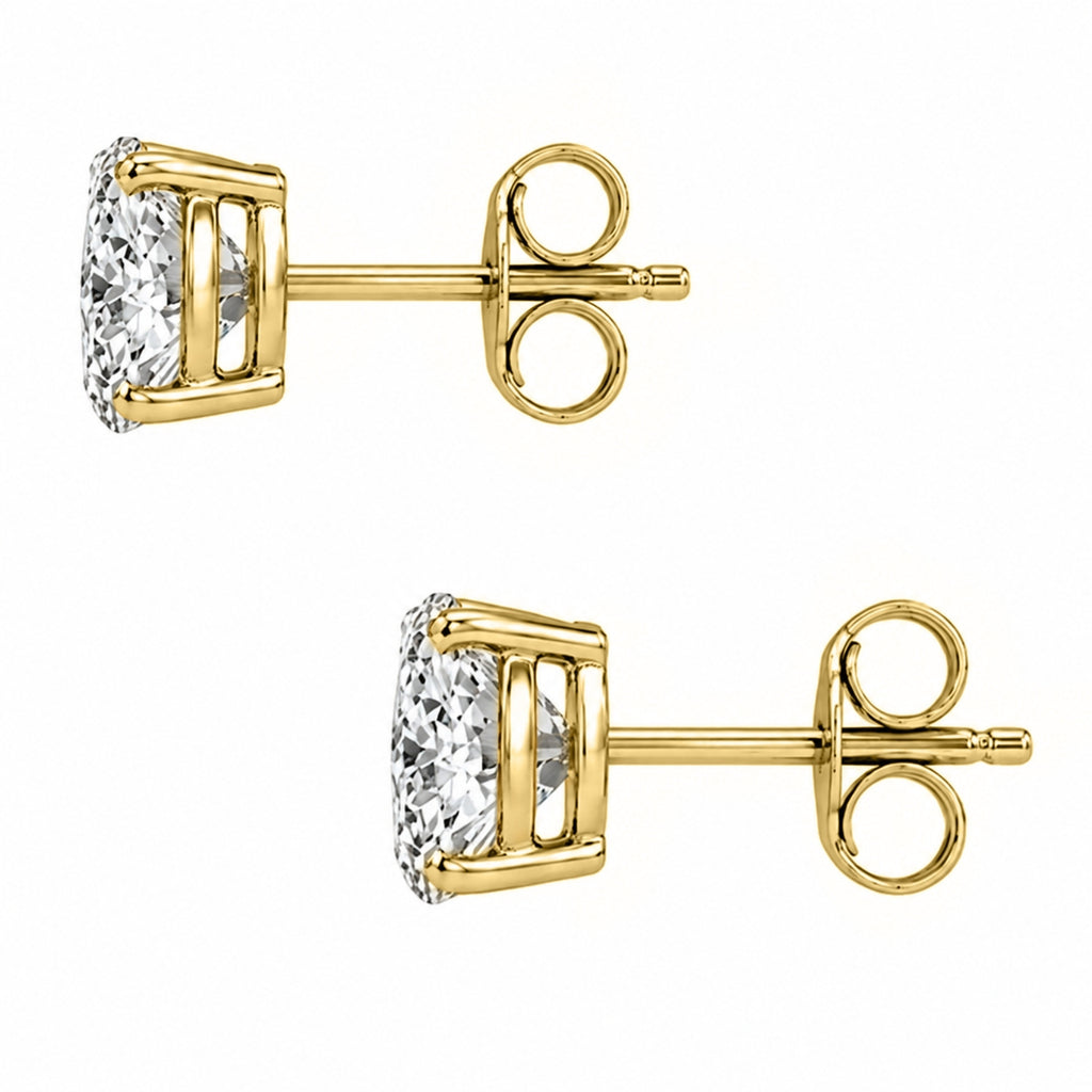0.25 - 2.00 Carat T.W. Round-cut Lab Grown Diamond (F/VS+) Stud Earrings with Double Notch Post & Pushback