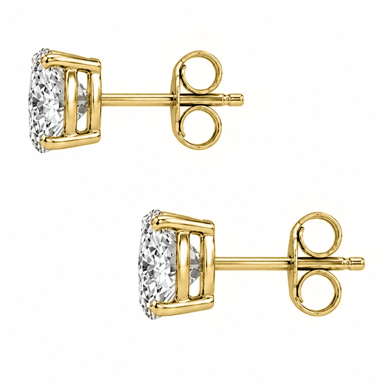 0.25 - 2.00 Carat T.W. Round-cut Lab Grown Diamond (F/VS+) Stud Earrings with Double Notch Post & Pushback