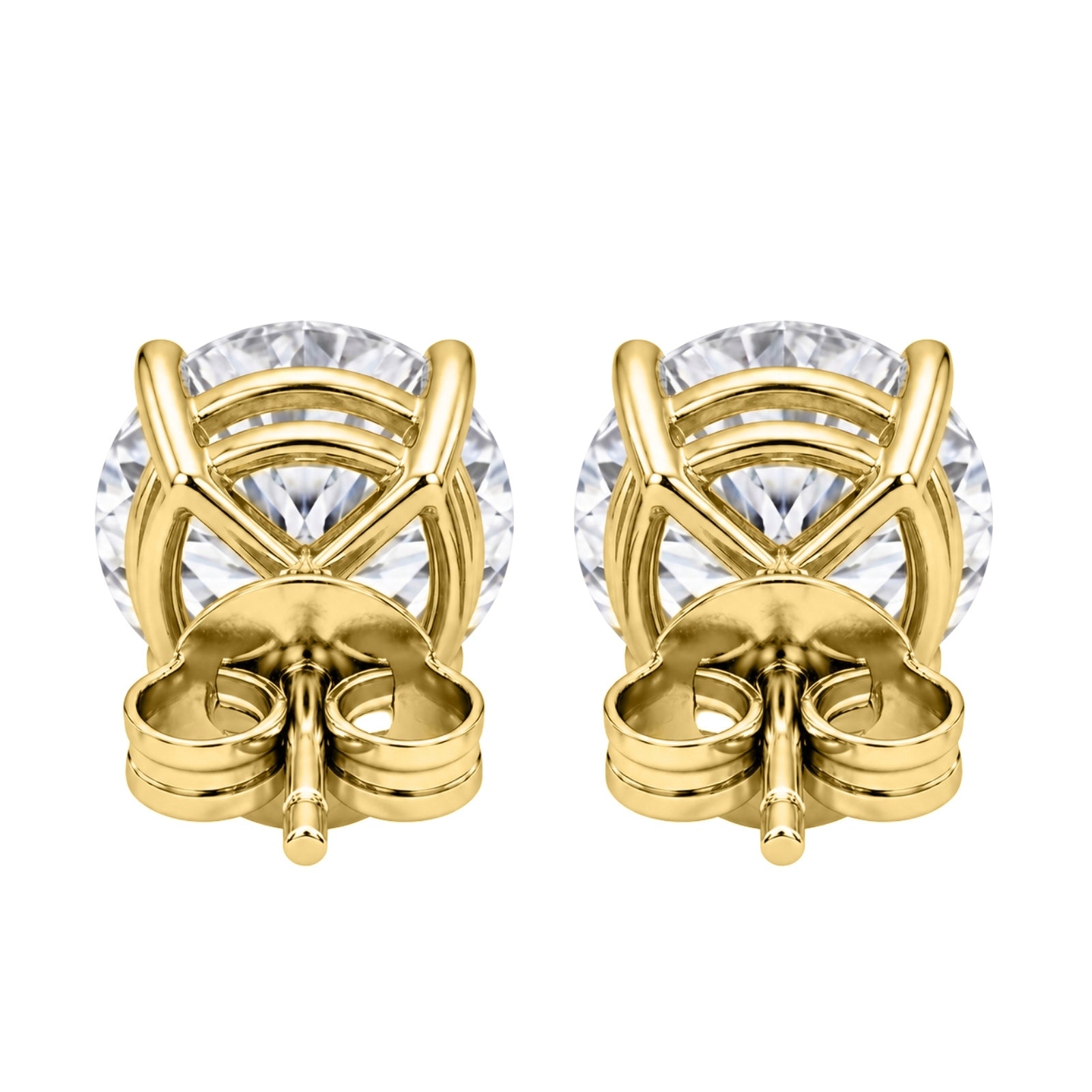 0.25 - 2.00 Carat T.W. Round-cut Lab Grown Diamond (F/VS+) Stud Earrings with Double Notch Post & Pushback