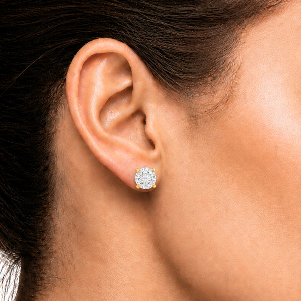 0.25 - 2.00 Carat T.W. Round-cut Lab Grown Diamond (F/VS+) Stud Earrings with Double Notch Post & Pushback