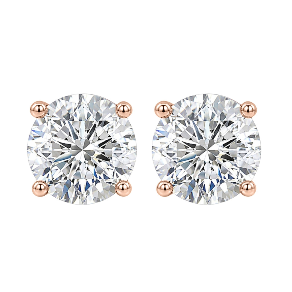 0.25 - 2.00 Carat T.W. Round-cut Lab Grown Diamond (F/VS+) Stud Earrings with Double Notch Post & Pushback