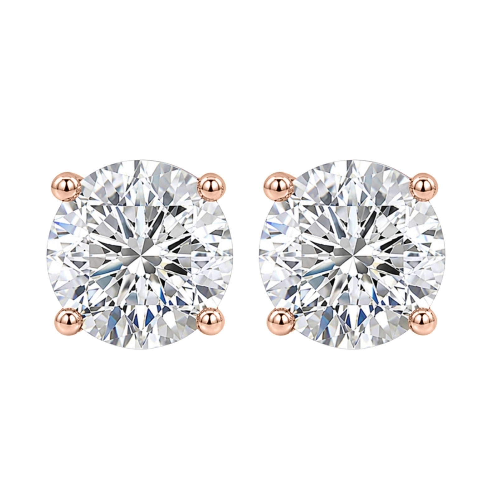 0.25 - 2.00 Carat T.W. Round-cut Lab Grown Diamond (F/VS+) Stud Earrings with Double Notch Post & Pushback