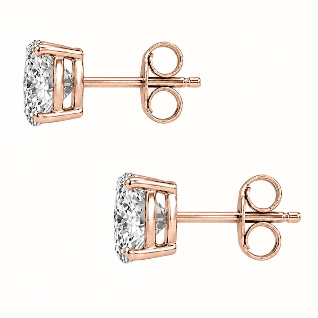 0.25 - 2.00 Carat T.W. Round-cut Lab Grown Diamond (F/VS+) Stud Earrings with Double Notch Post & Pushback