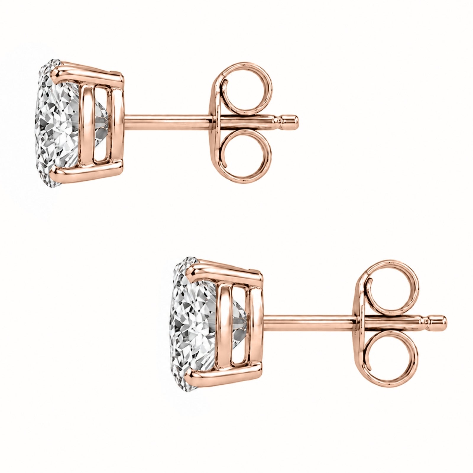 0.25 - 2.00 Carat T.W. Round-cut Lab Grown Diamond (F/VS+) Stud Earrings with Double Notch Post & Pushback