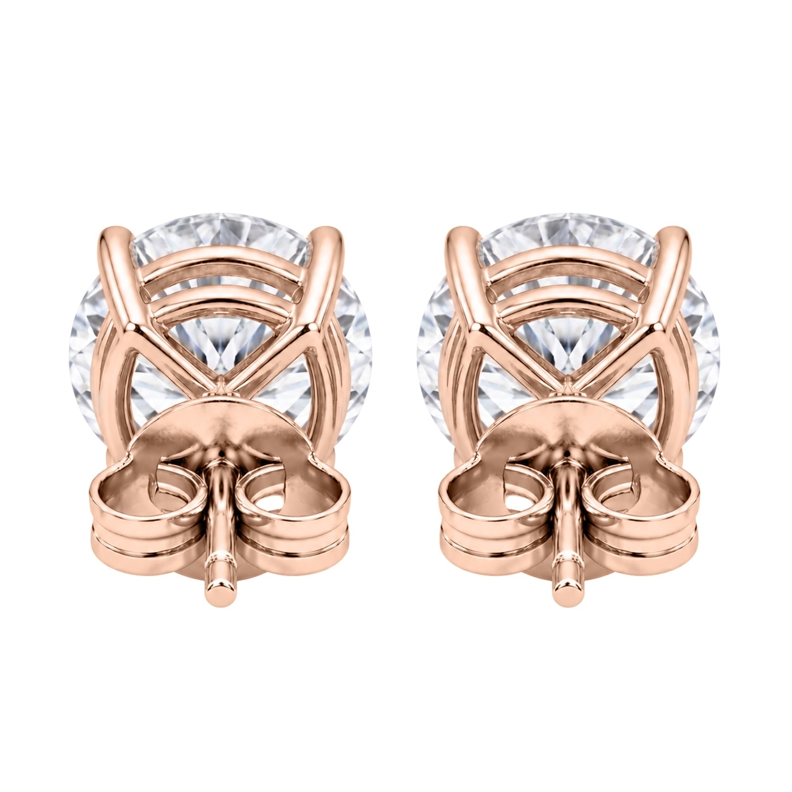 0.25 - 2.00 Carat T.W. Round-cut Lab Grown Diamond (F/VS+) Stud Earrings with Double Notch Post & Pushback