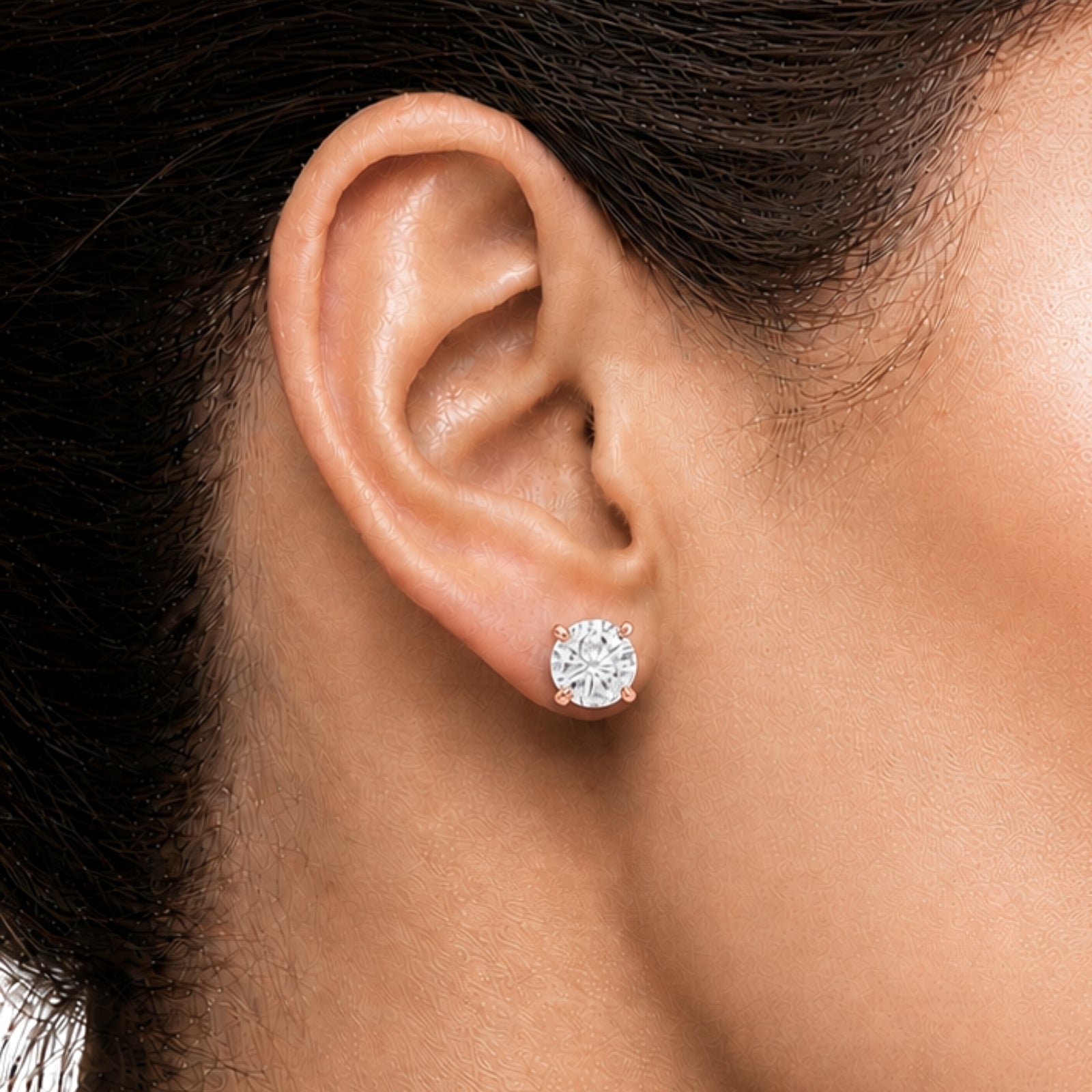 0.25 - 2.00 Carat T.W. Round-cut Lab Grown Diamond (F/VS+) Stud Earrings with Double Notch Post & Pushback