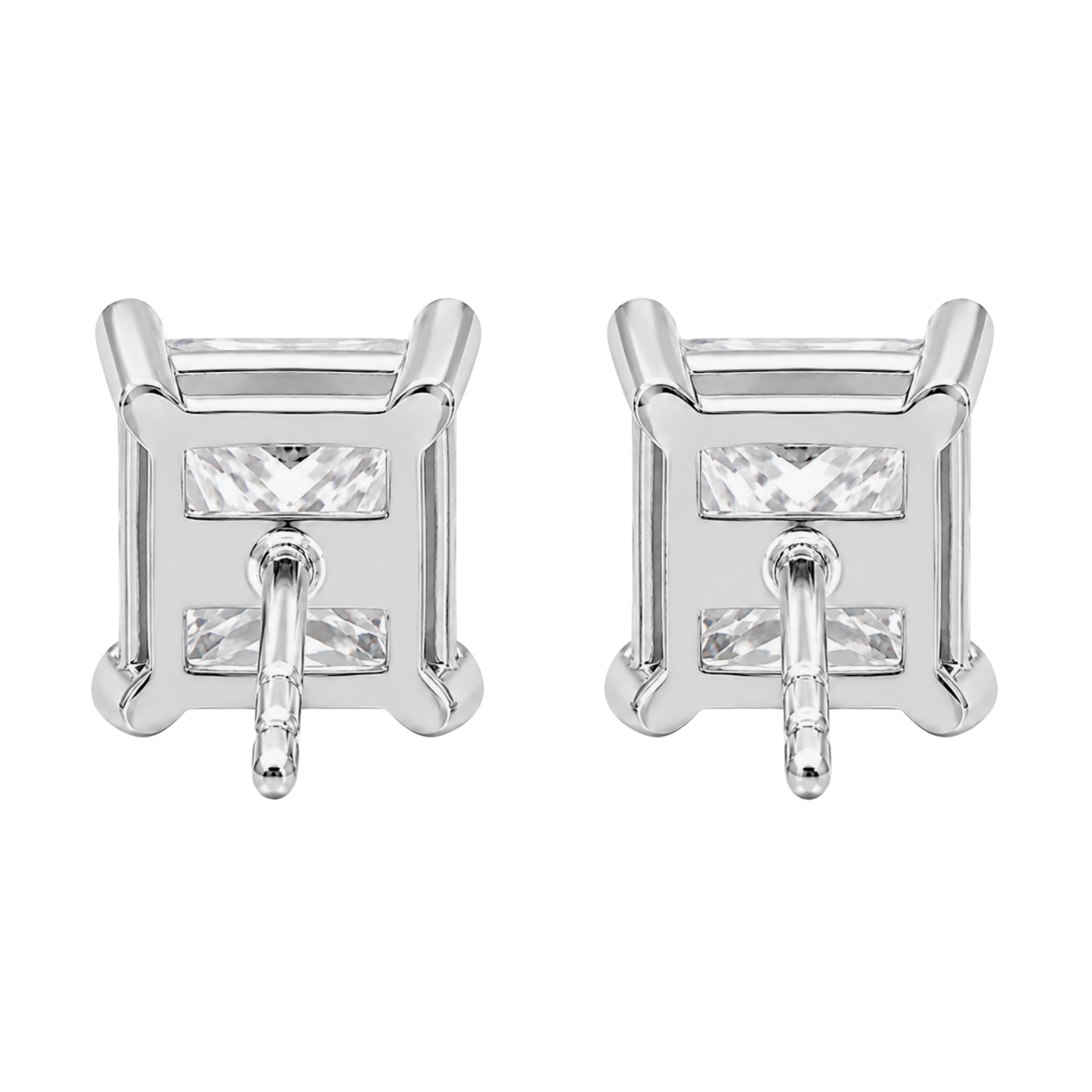 1.00 - 2.00 Carat T.W. Princess-cut Lab Grown Diamond (F/VS+) Stud Earrings with Double Notch Post & Pushback