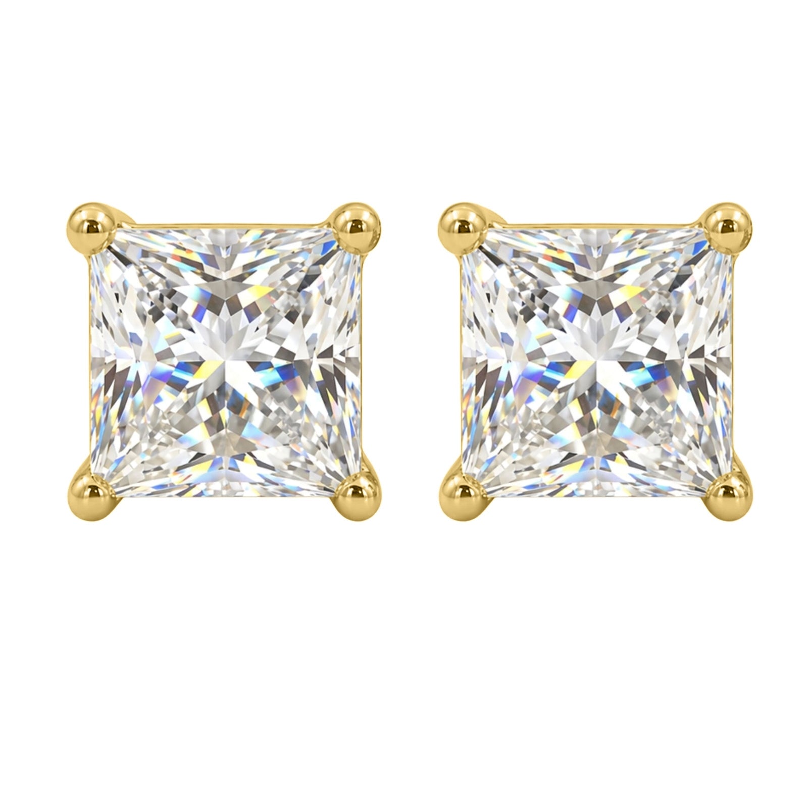 1.00 - 2.00 Carat T.W. Princess-cut Lab Grown Diamond (F/VS+) Stud Earrings with Double Notch Post & Pushback