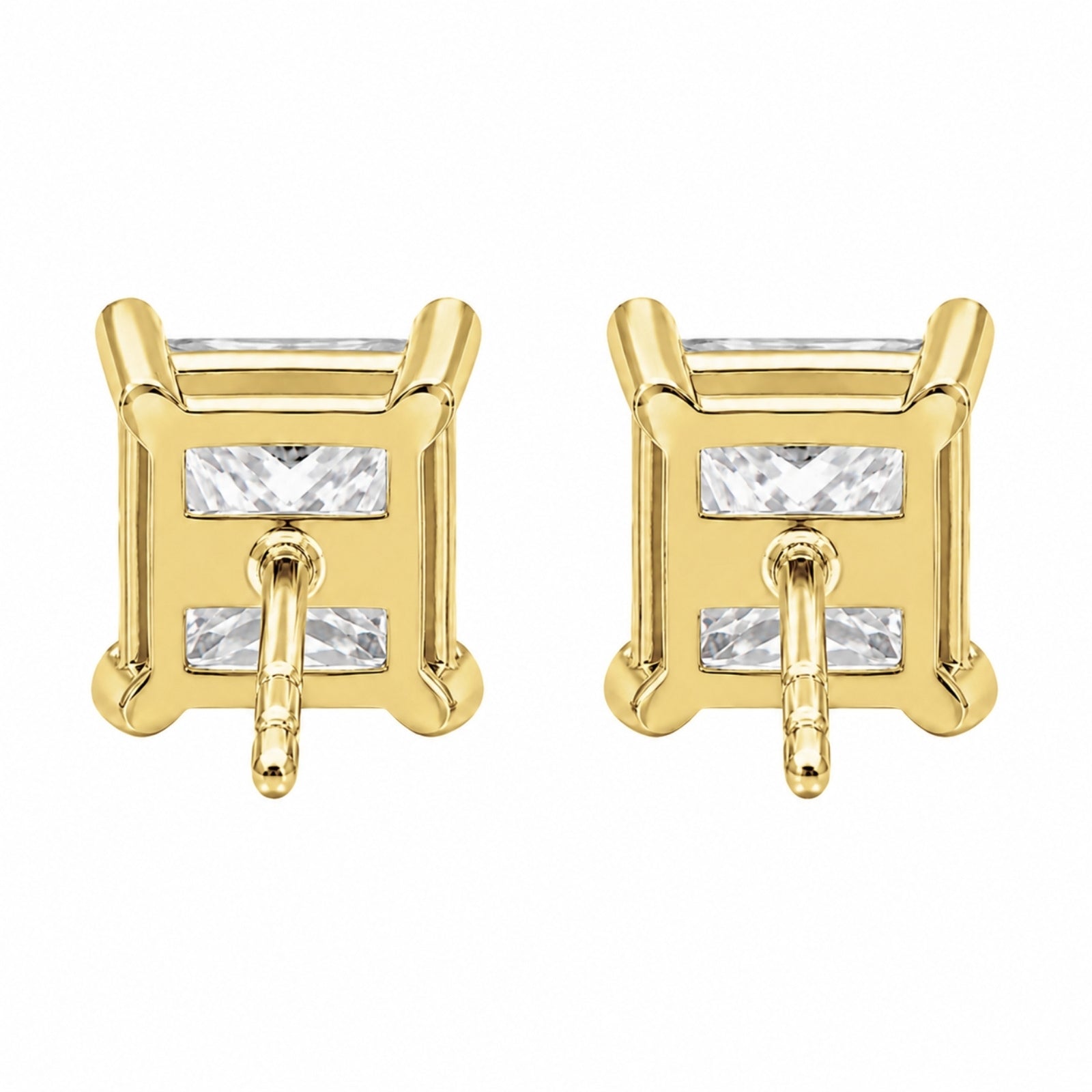 1.00 - 2.00 Carat T.W. Princess-cut Lab Grown Diamond (F/VS+) Stud Earrings with Double Notch Post & Pushback