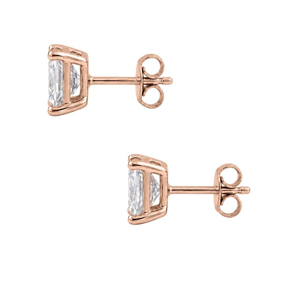 1.00 - 2.00 Carat T.W. Princess-cut Lab Grown Diamond (F/VS+) Stud Earrings with Double Notch Post & Pushback