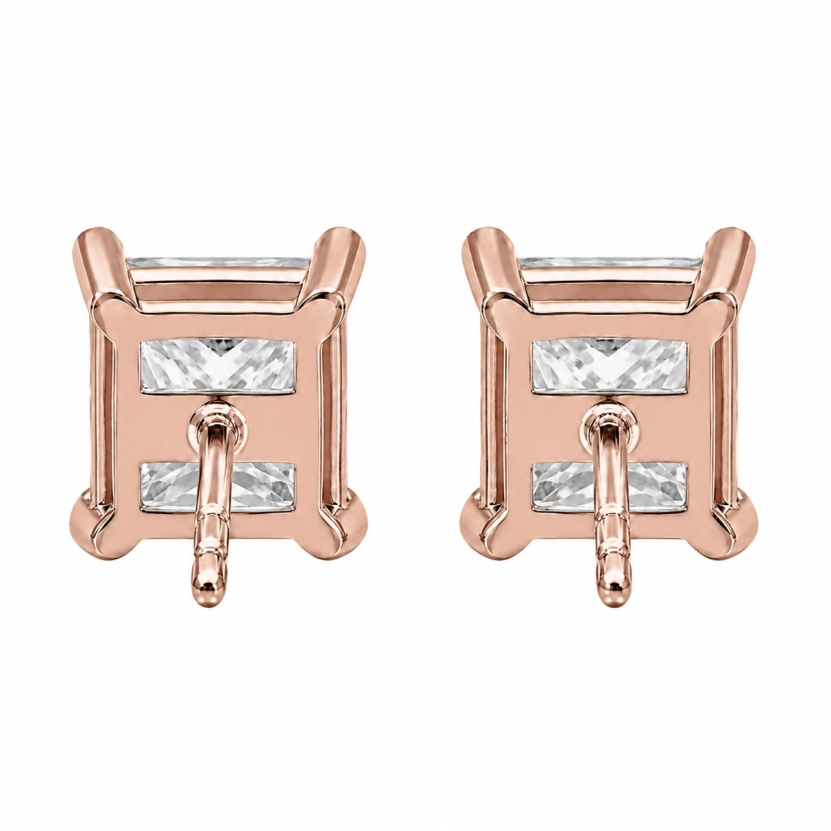 1.00 - 2.00 Carat T.W. Princess-cut Lab Grown Diamond (F/VS+) Stud Earrings with Double Notch Post & Pushback