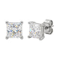3.00-6.00 Carat T.W. Princess-cut Lab Grown Diamond (F/VS+) 14K Gold Stud Earrings with Double Notch Post & Pushback