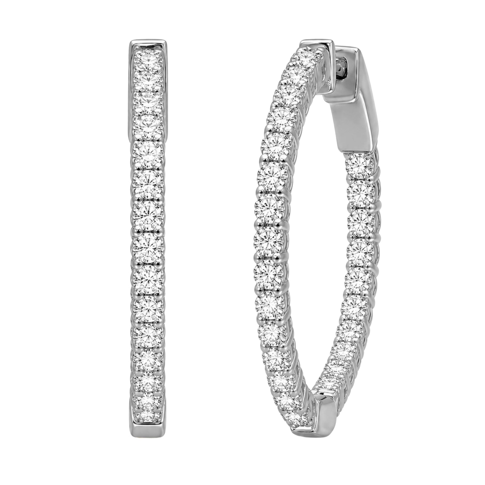 5.00-10.00 Carat T.W. Round-cut Lab Grown Diamond (F/VS+) 14K Gold Hoop Earrings
