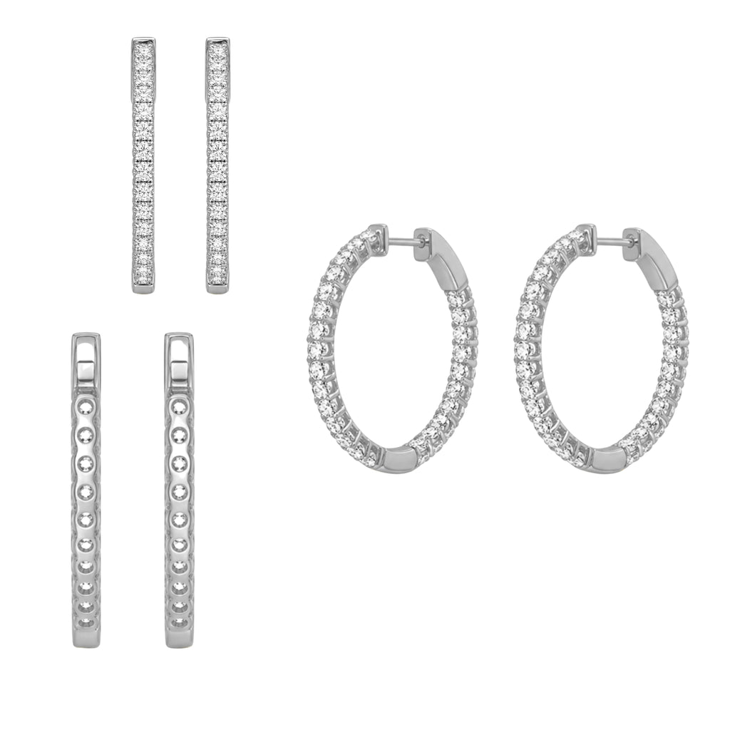 5.00-10.00 Carat T.W. Round-cut Lab Grown Diamond (F/VS+) 14K Gold Hoop Earrings
