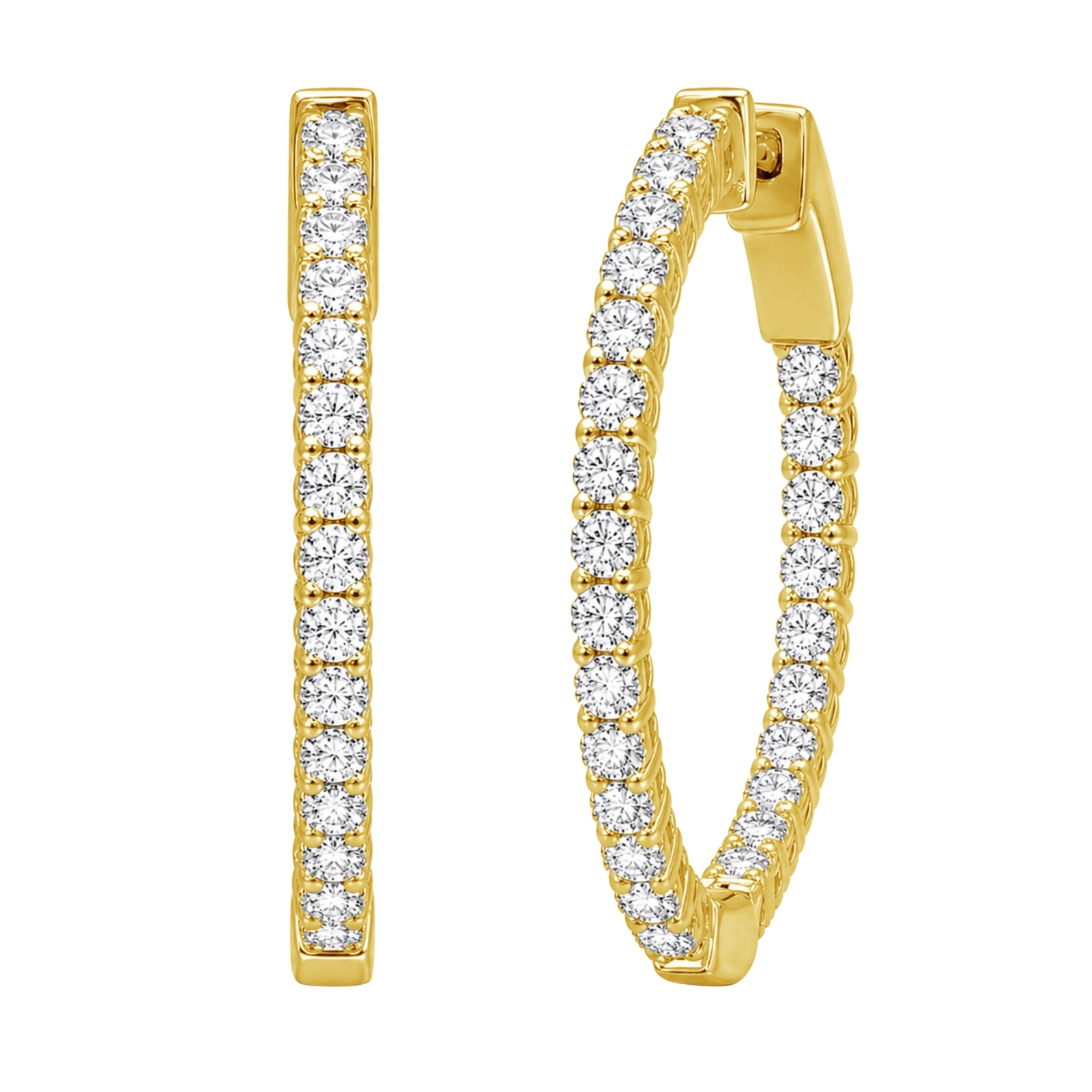 5.00-10.00 Carat T.W. Round-cut Lab Grown Diamond (F/VS+) 14K Gold Hoop Earrings