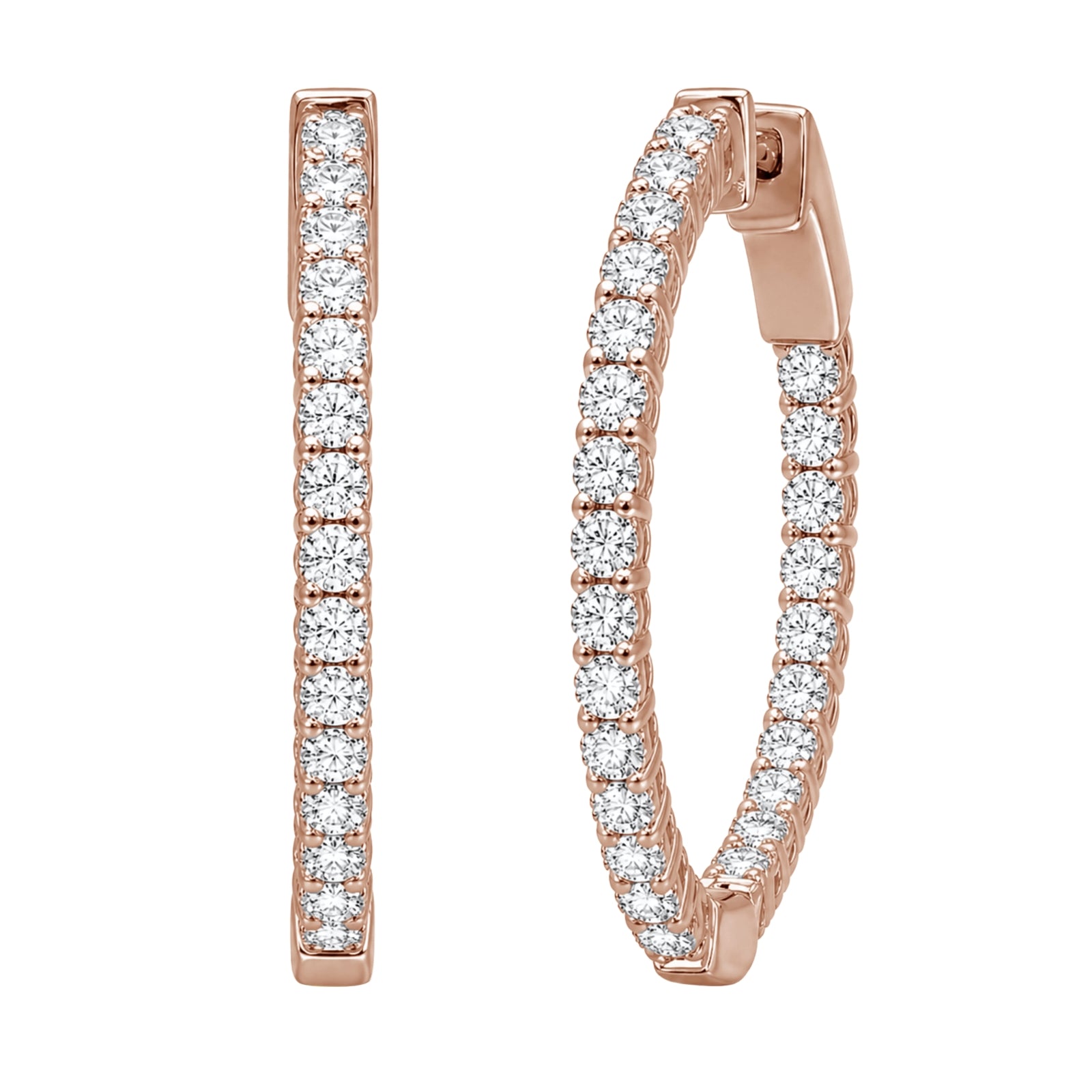 5.00-10.00 Carat T.W. Round-cut Lab Grown Diamond (F/VS+) 14K Gold Hoop Earrings