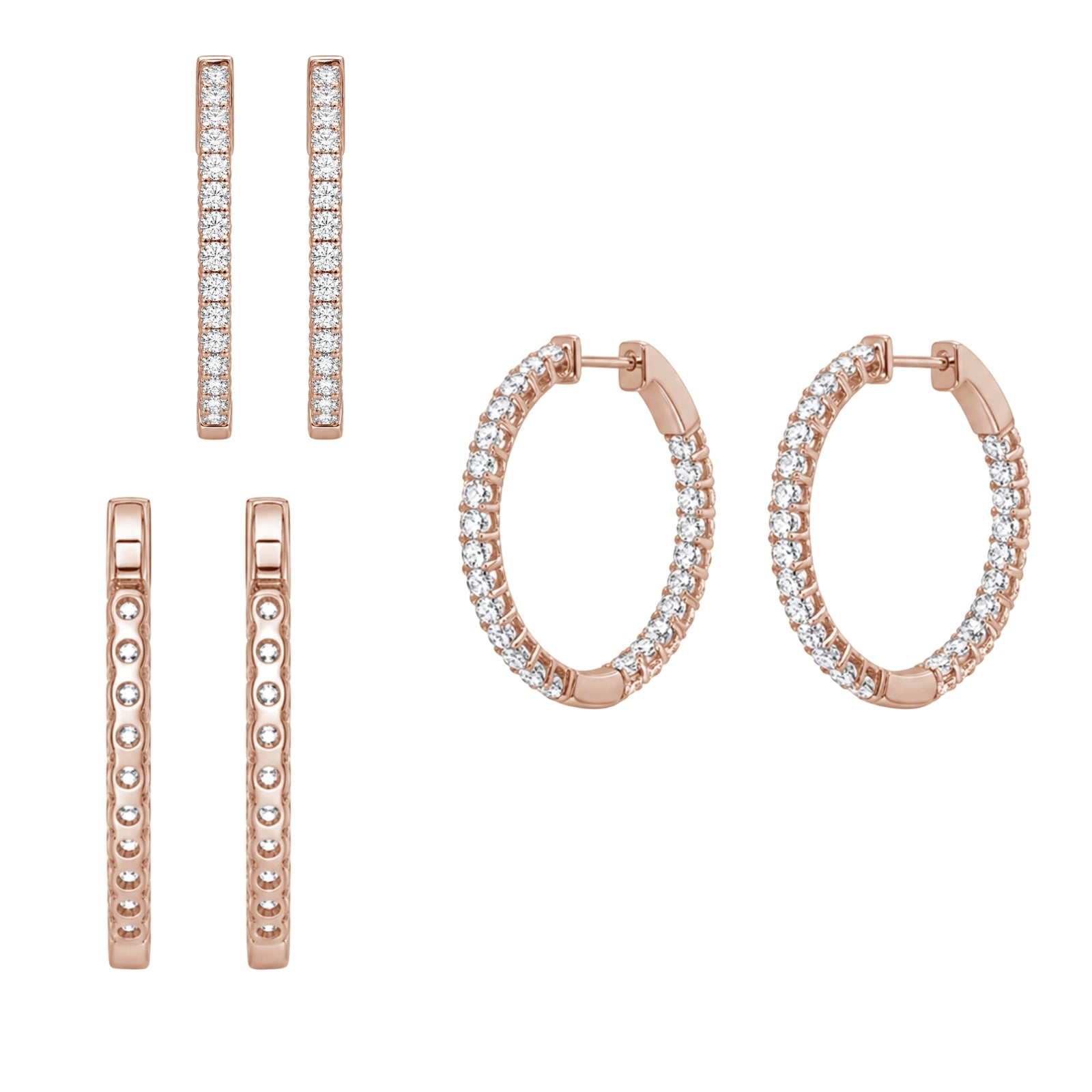 5.00-10.00 Carat T.W. Round-cut Lab Grown Diamond (F/VS+) 14K Gold Hoop Earrings