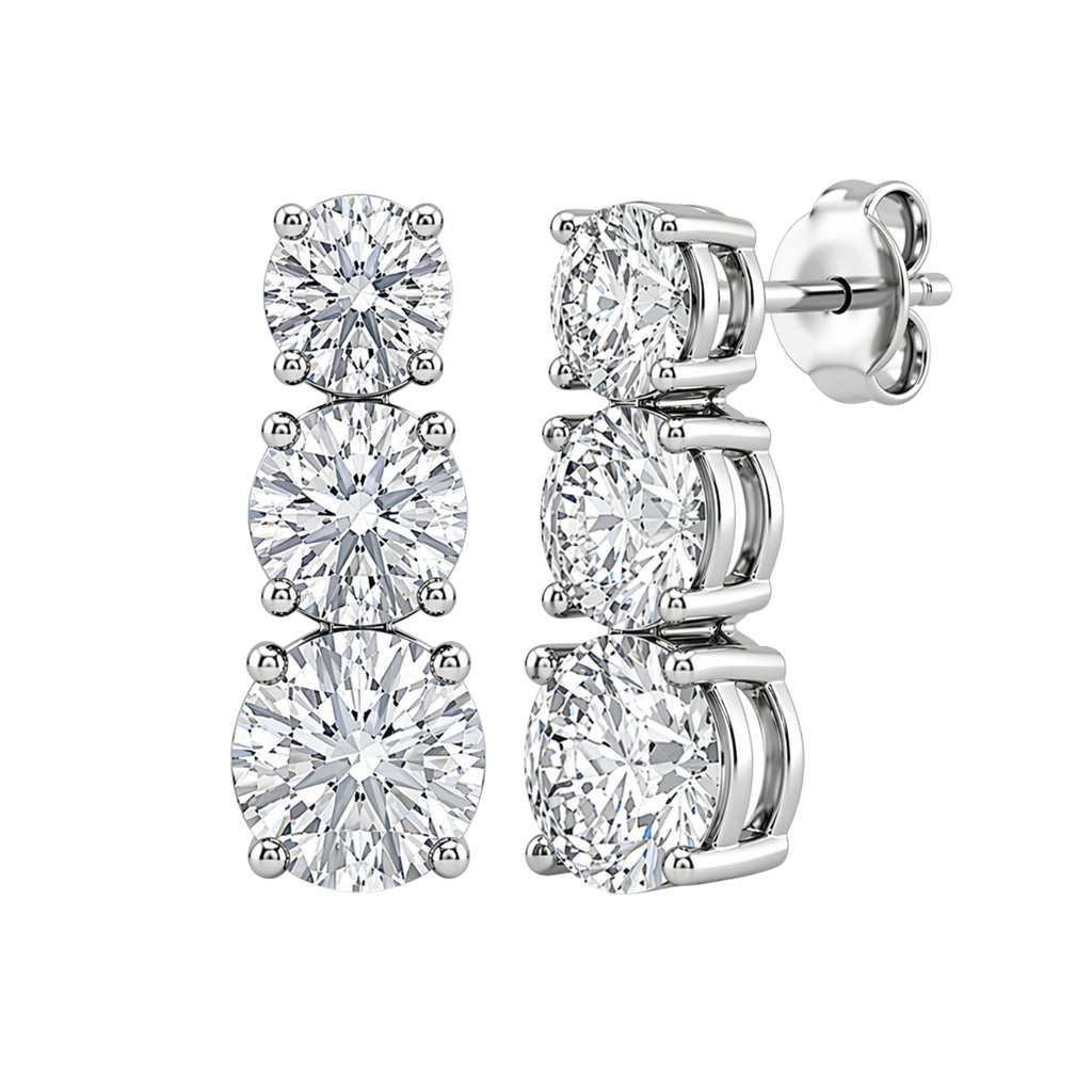 2.00 Carat T.W. Round-cut Lab Grown Diamond (F/VS+) 14K Gold Drop Earrings with Double Notch Post & Pushback
