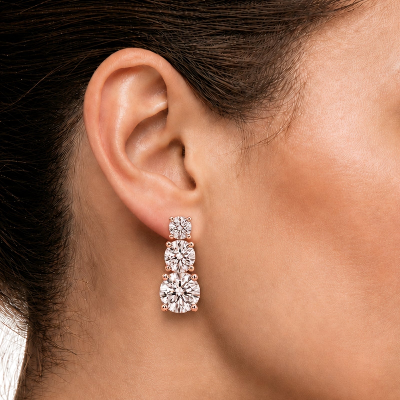 2.00 Carat T.W. Round-cut Lab Grown Diamond (F/VS+) 14K Gold Drop Earrings with Double Notch Post & Pushback