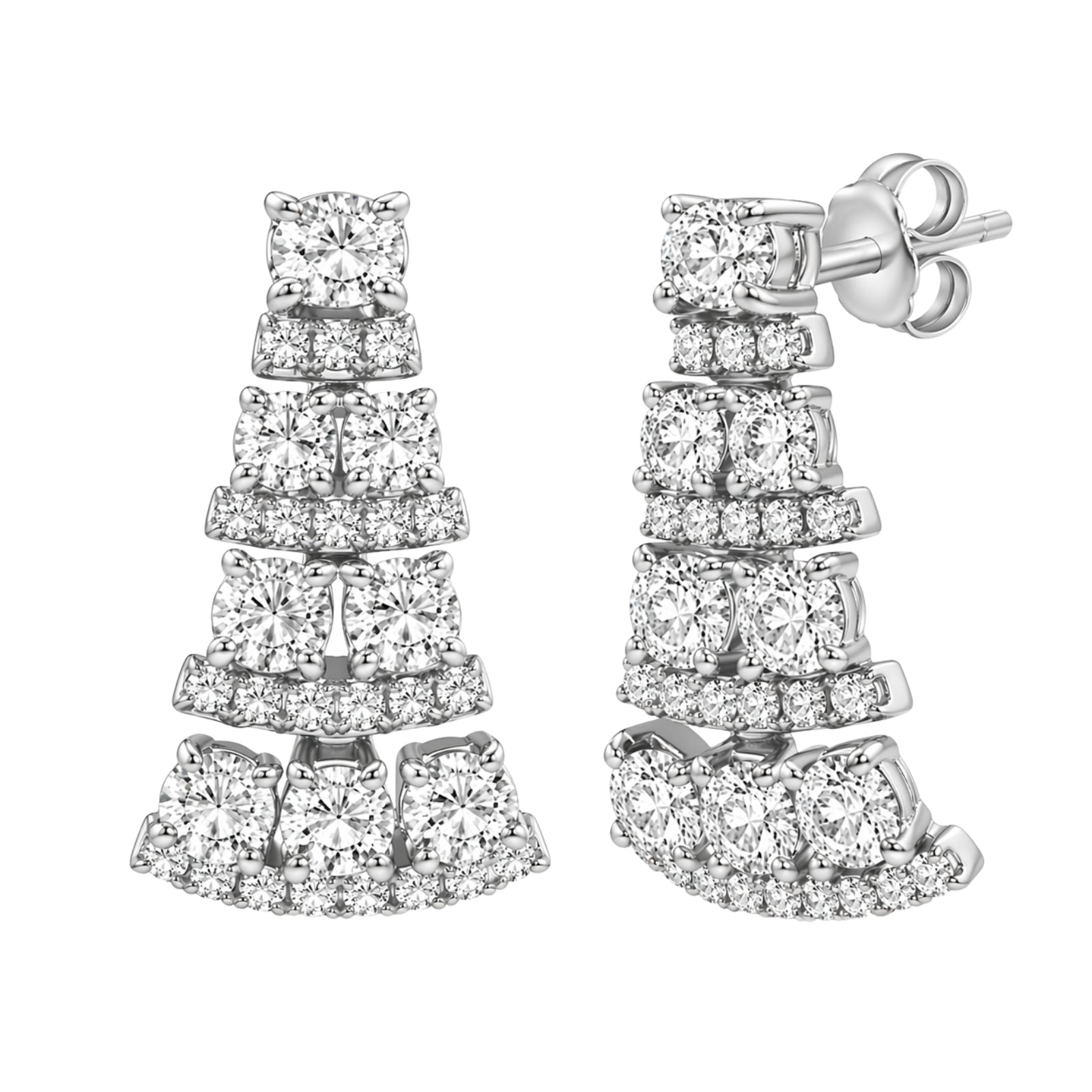 3.00 Carat T.W. Oval/Round-cut Lab Grown Diamond (F/VS+) 14K Gold Drop Earrings with Double Notch Post & Pushback