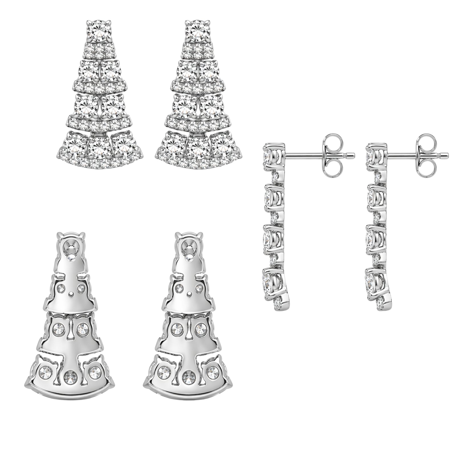 3.00 Carat T.W. Oval/Round-cut Lab Grown Diamond (F/VS+) 14K Gold Drop Earrings with Double Notch Post & Pushback