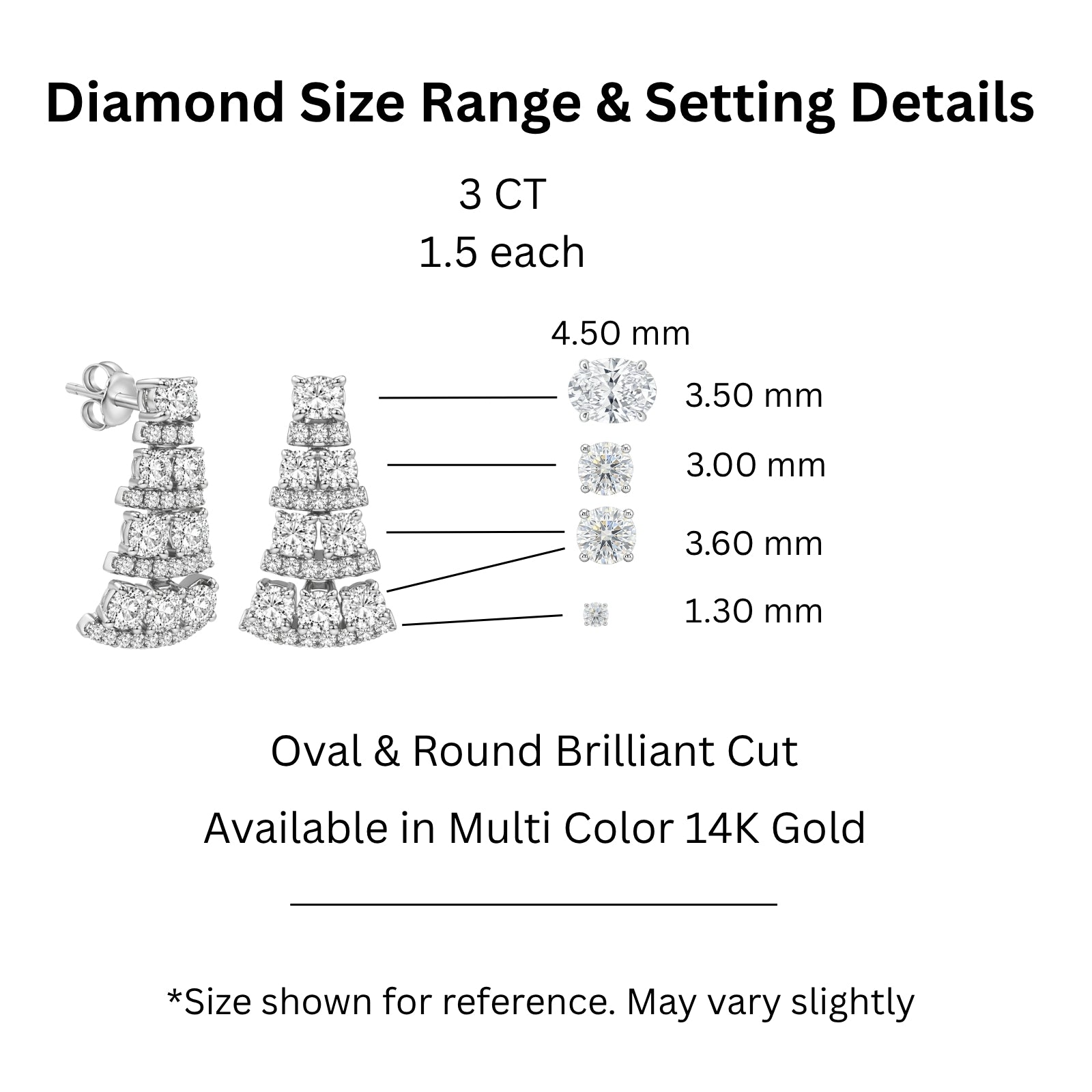 3.00 Carat T.W. Oval/Round-cut Lab Grown Diamond (F/VS+) 14K Gold Drop Earrings with Double Notch Post & Pushback