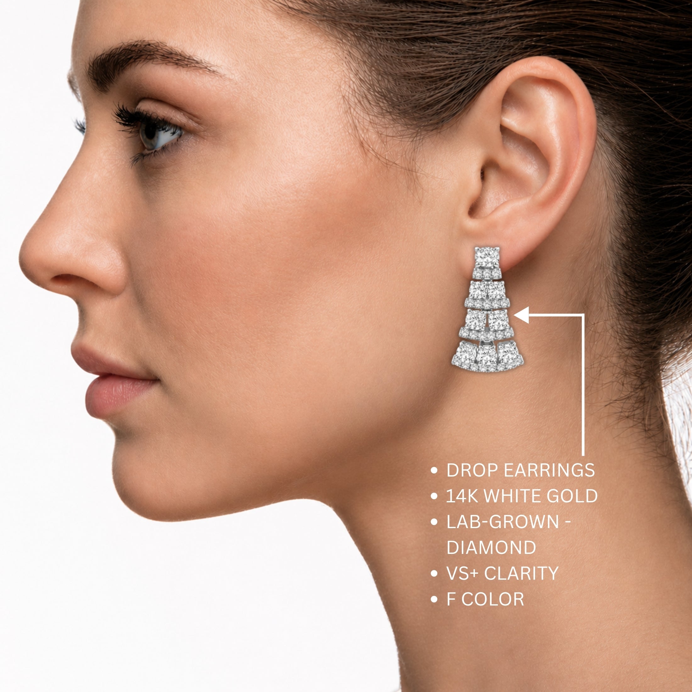 3.00 Carat T.W. Oval/Round-cut Lab Grown Diamond (F/VS+) 14K Gold Drop Earrings with Double Notch Post & Pushback