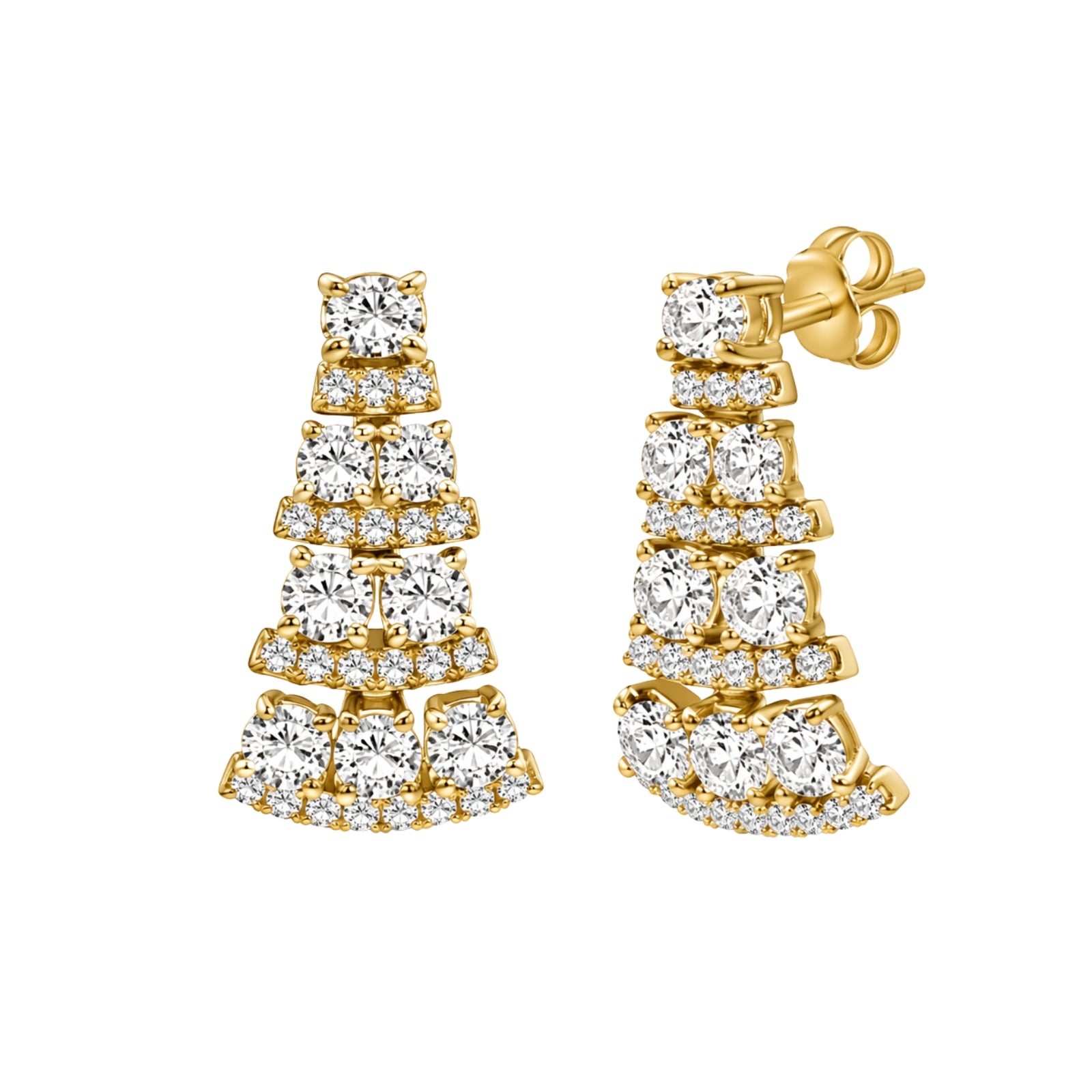 3.00 Carat T.W. Oval/Round-cut Lab Grown Diamond (F/VS+) 14K Gold Drop Earrings with Double Notch Post & Pushback