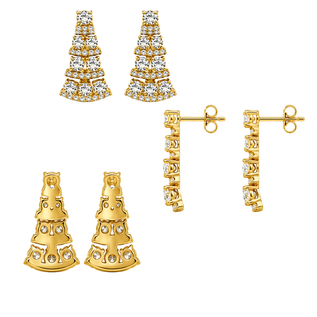 3.00 Carat T.W. Oval/Round-cut Lab Grown Diamond (F/VS+) 14K Gold Drop Earrings with Double Notch Post & Pushback