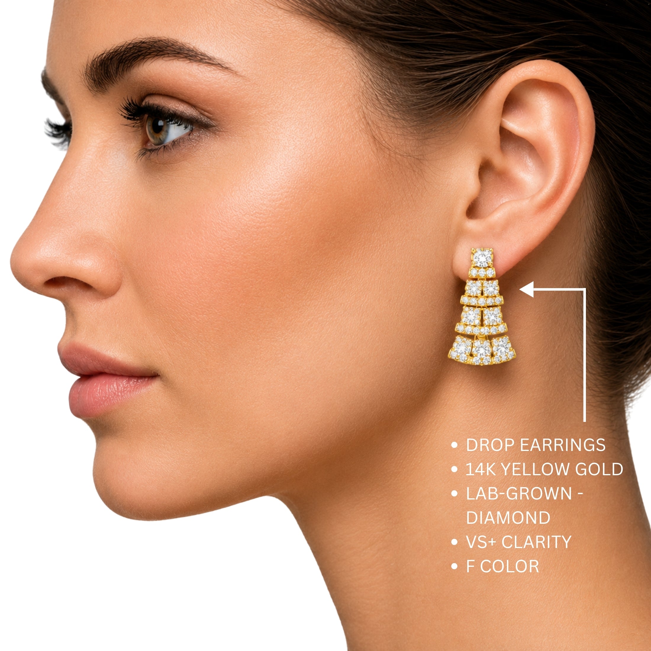 3.00 Carat T.W. Oval/Round-cut Lab Grown Diamond (F/VS+) 14K Gold Drop Earrings with Double Notch Post & Pushback