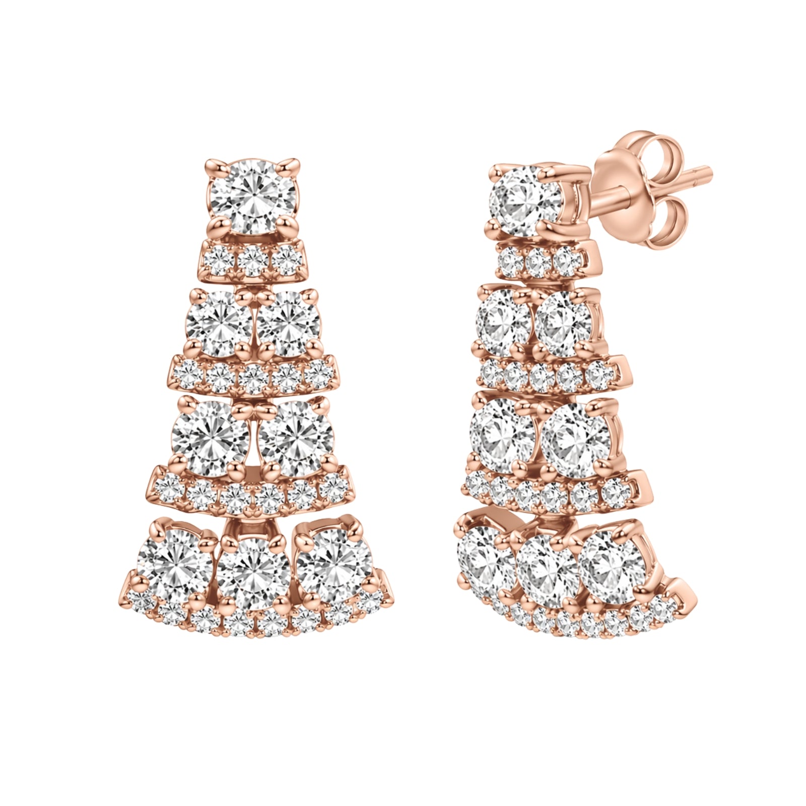 3.00 Carat T.W. Oval/Round-cut Lab Grown Diamond (F/VS+) 14K Gold Drop Earrings with Double Notch Post & Pushback