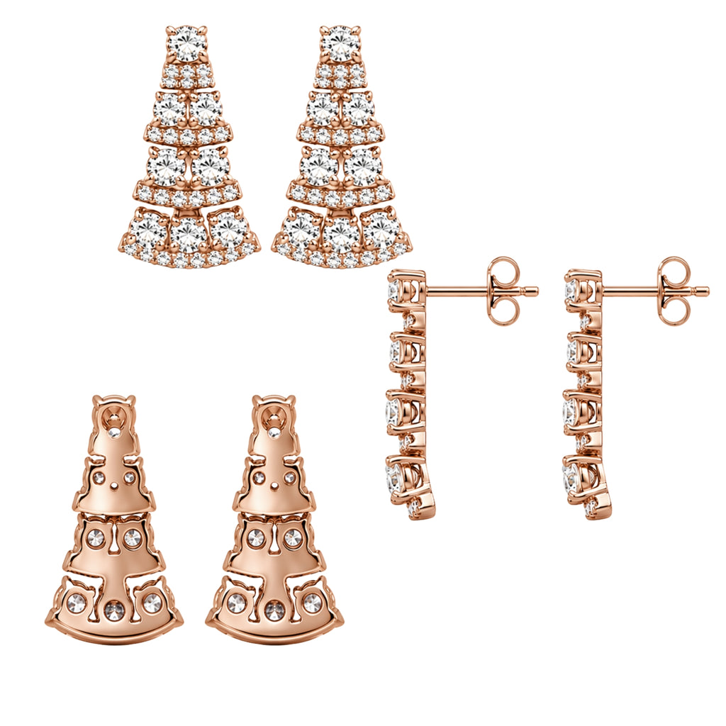 3.00 Carat T.W. Oval/Round-cut Lab Grown Diamond (F/VS+) 14K Gold Drop Earrings with Double Notch Post & Pushback