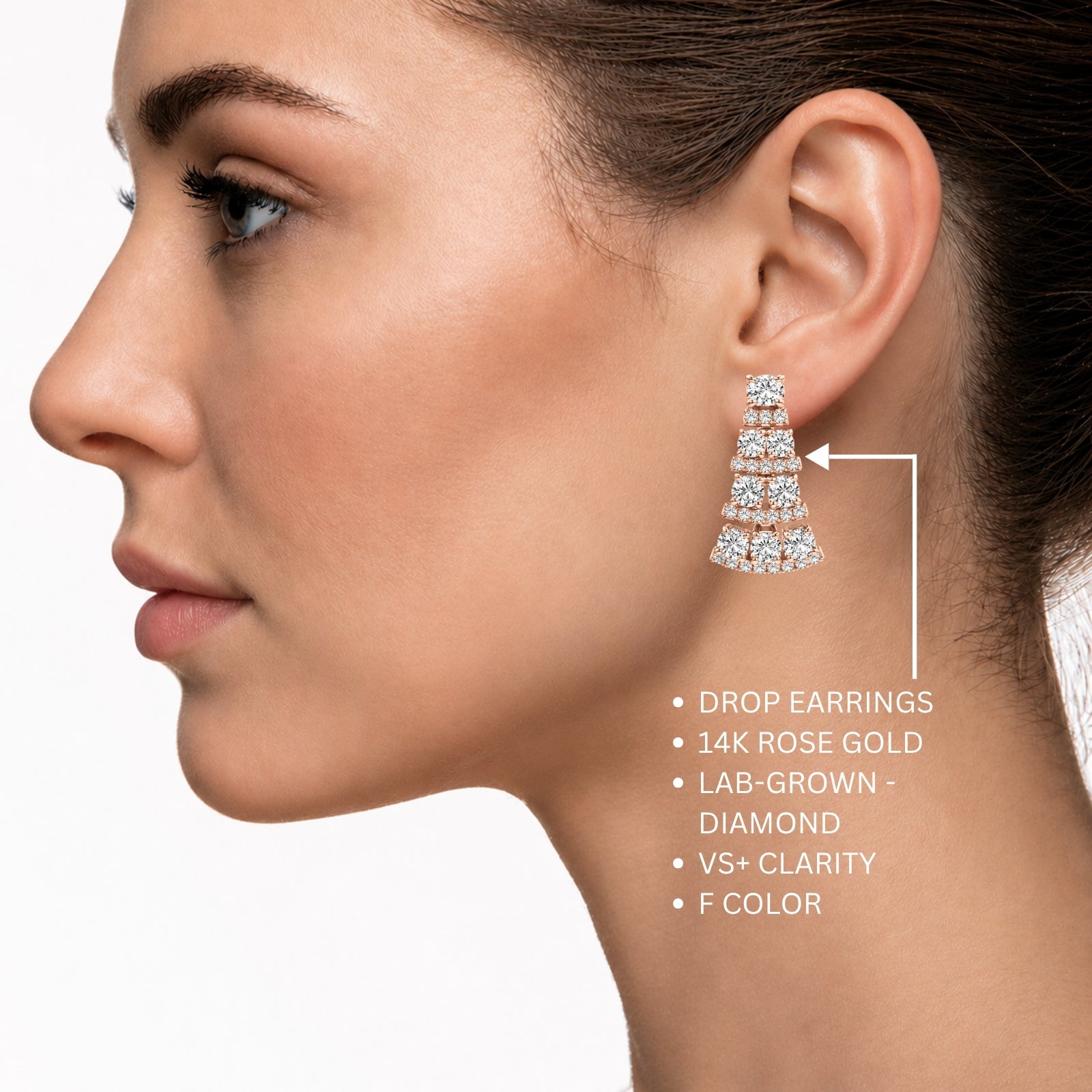 3.00 Carat T.W. Oval/Round-cut Lab Grown Diamond (F/VS+) 14K Gold Drop Earrings with Double Notch Post & Pushback
