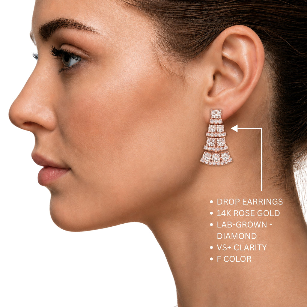 3.00 Carat T.W. Oval/Round-cut Lab Grown Diamond (F/VS+) 14K Gold Drop Earrings with Double Notch Post & Pushback