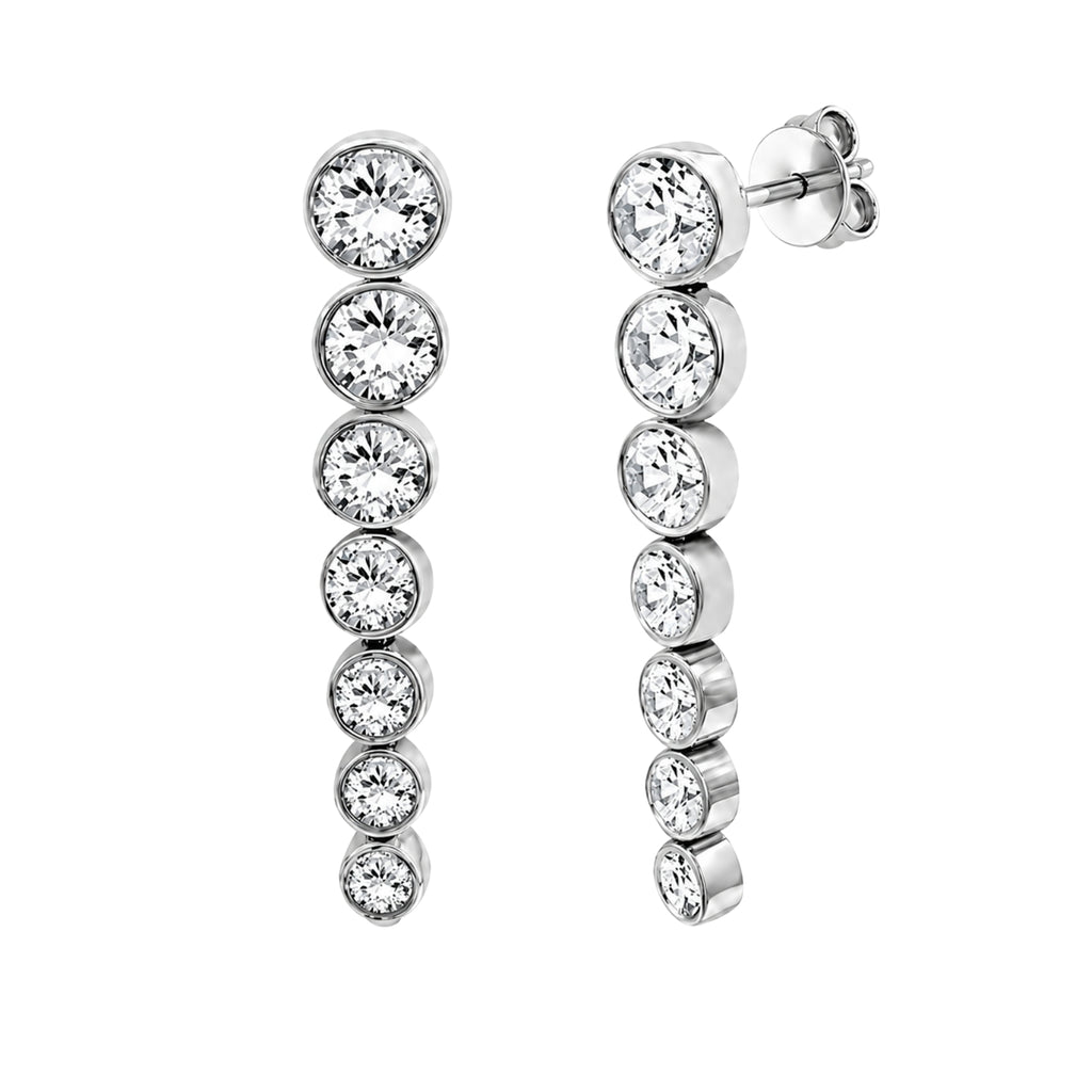2.00 Carat T.W. Round-cut Lab Grown Diamond (F/VS+) 14K Gold Drop Earrings with Double Notch Post & Pushback